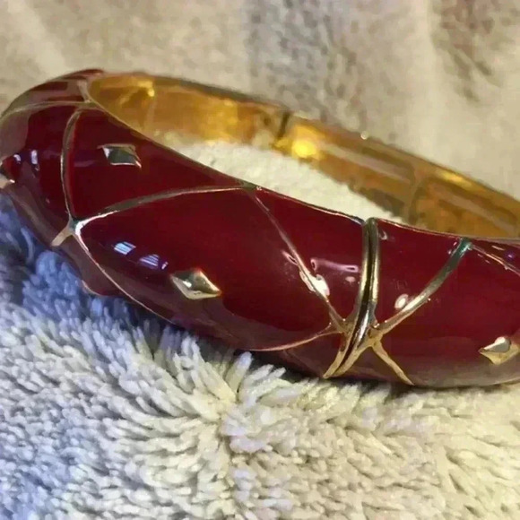 NEW** Enamel Argyle Hinged Cuff in Marsala - Picture 1 of 2